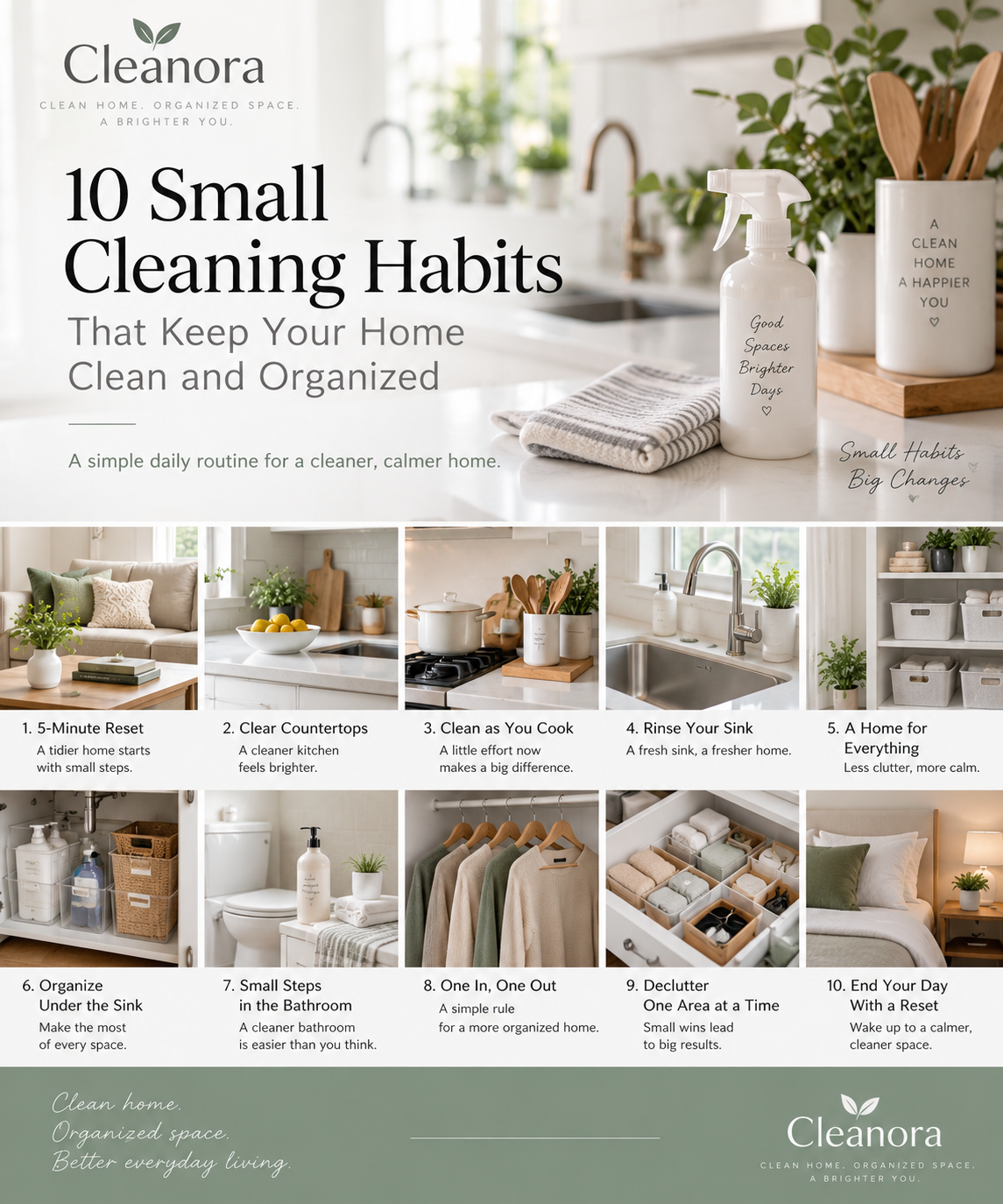10 Small Cleaning Habits That Keep Your Home Clean and Organized