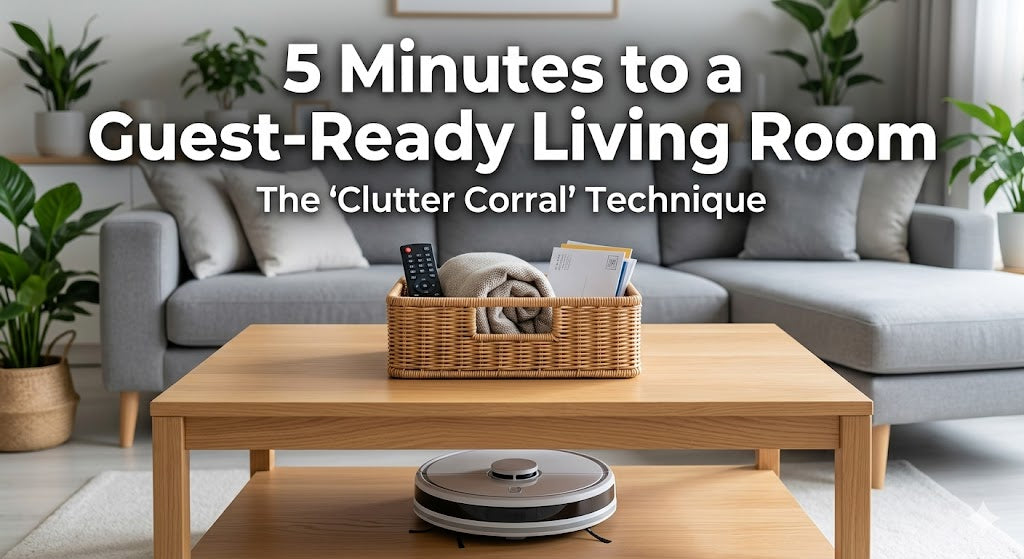 5 Minutes to a Guest-Ready Living Room: The "Clutter Corral" Technique