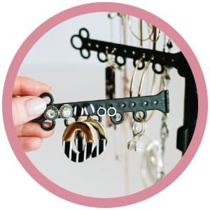 AllHungUp 12-Tier Wall Jewelry Organizer Wall Mounted Jewelry Organizer Necklace Holder Wall Mount Hanging Necklace Organizer Jewelry Hanger Wall Mounted Earring Holder Display Earring Organizer Black