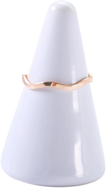 VANZACK 6pcs White Ceramic Cone Shaped Storage Holder Jewelry Organizer for and Accessories for Dressing Tables and Displaying Valuables