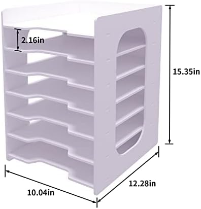 Natwind 7 Tier 10”x12” Scrapbook Paper Organizer For Desk,White File Organizer,Office Desk Organizers,Stackable Letter Tray,Paper Sorter,Document Storage Rack for Home Office School Classroom