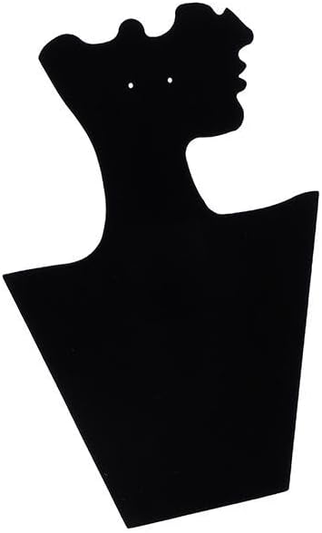 Jewelry Display Stand, Black Velvet Necklace and Earring Holder, 11.8x8.3x3.9 Inches, Freestanding Bust Design
