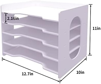 Natwind 5-Tier 10”x12” Scrapbook Desk Organizer,Paper Organizer,File Organizer,Letter tray,Paper Sorter,White File Holder for Home Office, School Classroom