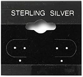 N'icePackaging - 100 Qty Sterling Silver Imprinted in Silver Foil Black 1 1/2" x 1 1/2" Hanging Earring Cards - for Displays Hooks or Slatwalls - Merchandise & Sales - Clip/Wire/Post Earrings