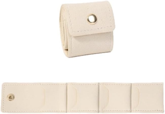 2Pcs Travel Jewelry Case, Mini Jewelry Travel Case Mini Travel Jewelry Portable Foldable, Travel Jewelry Roll Bag with Buckle For Earrings, Rings, Necklaces. (Beige)