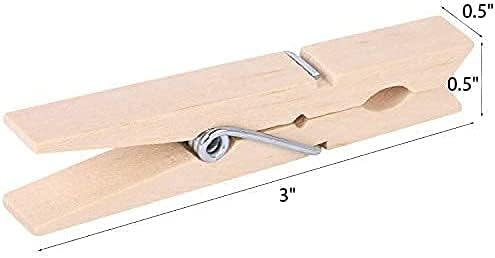 500pcs Large Wooden Clothespins - Heavy Duty Wood Pegs Clothes Pins for Laundry Hanging Clothing - Wood Pins for DIY Crafts
