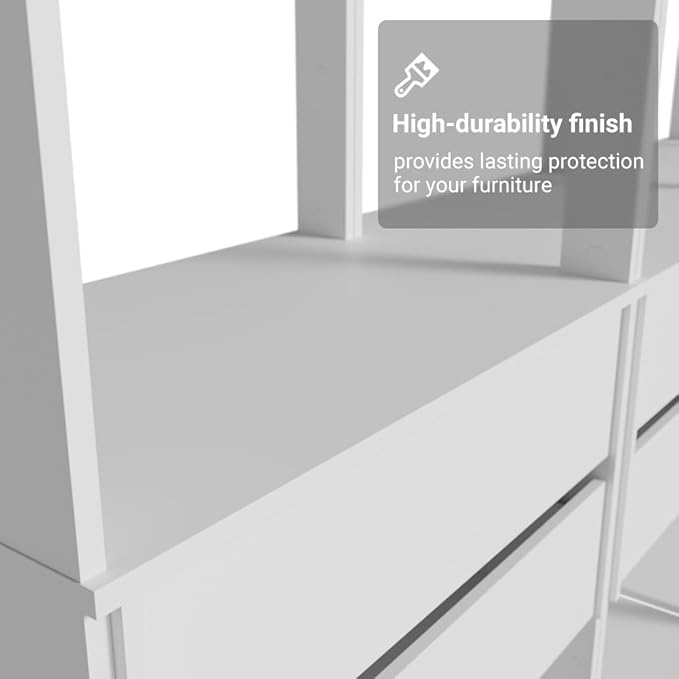 Madesa Garage Storage Rack with 6 Drawers and Open Shelves 82" L Multiuse Modular Organization Cabinet for Tools (WHITE)