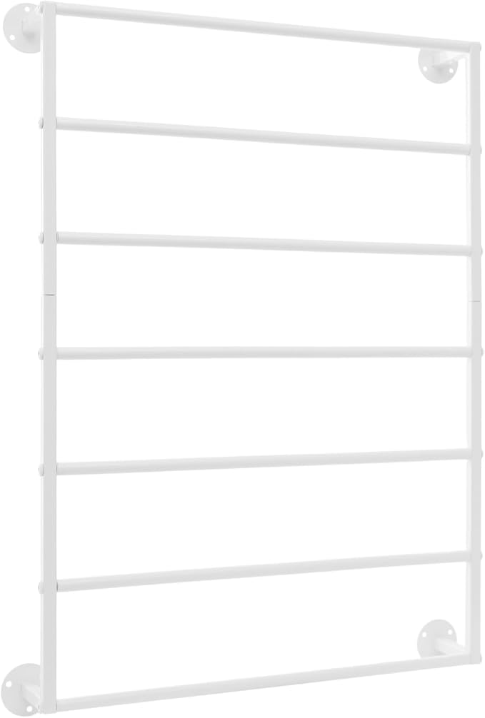 Wall Mounted Scarf Rack, 7-Tier Scarf and Tie Display Rack, White Hijab Hanger, Metal Wrapping Paper Storage Organizer for Accessory Stores, Bedrooms, Bathrooms