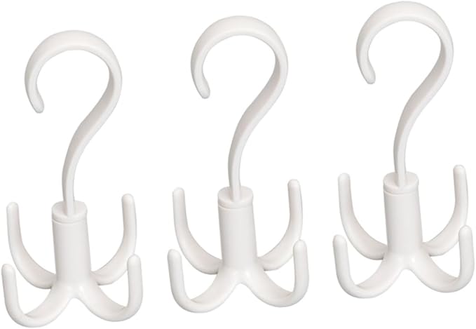 Amosfun 9pcs Rotating Multifunctional Hooks for Scarves Ties and Accessories Organizer Space-Saving Closet Hanger White