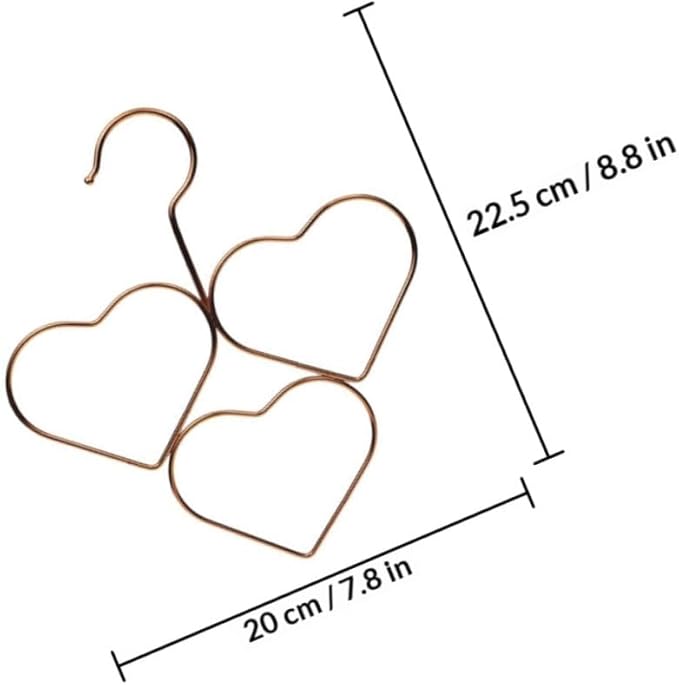 4pcs Rose Gold Heart Shape Scarf Hangers Metal Non-Slip Closet Organizer for Shawls Neckties Space Saving Accessory Storage
