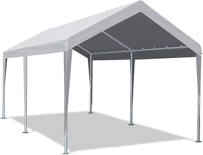 ADVANCE OUTDOOR 10x20 ft Heavy Duty Carport Potable Car Canopy Garage Party Tent Boat Shelter, Adjustable Height, with Leg Cloth, Gray