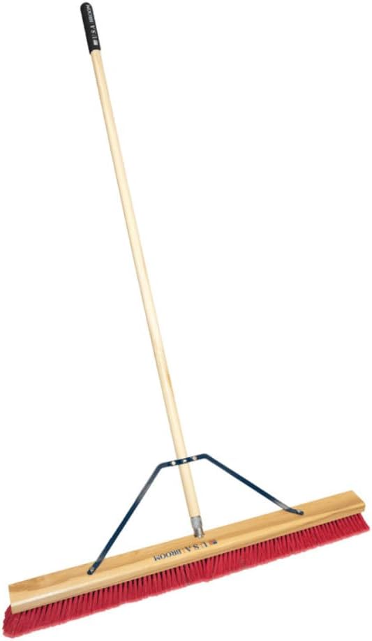 2-Pack - 24" Everyday Sweep Indoor/Outdoor Push Broom with 60" Handle. Ideal for Garages & Shops. Durable American Made Steel Brackets-All Stainless Steel Hardware. No Plastic. 100% USA Made