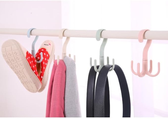 Multifunctional 360 Rotatable Hooks Wardrobe Storage Hangers for Ties Scarves Accessories Home Drying Rack Organizer 4-Pack 5.11X2.95X2.95In