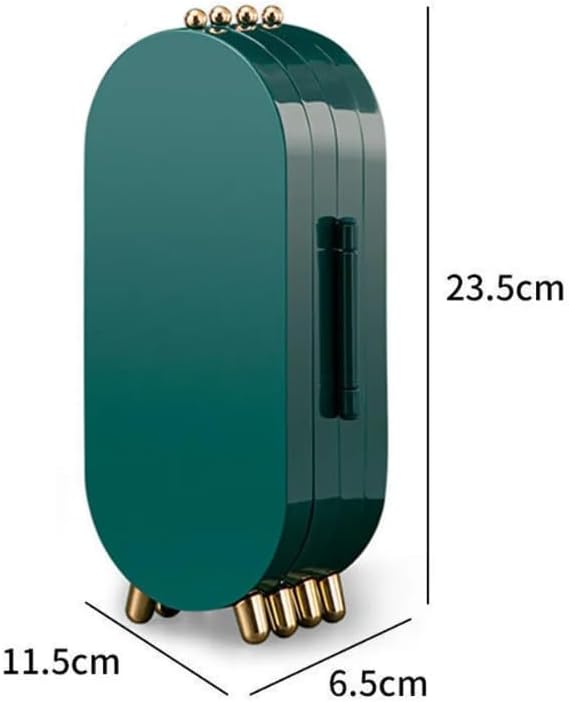Foldable Jewelry Organizer with 153 Holes for Earrings, Mirror, and Elegant Gift Box - Perfect for Girls and Women (Green)