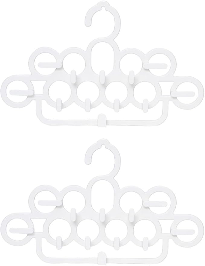 Toyvian Multifunctional Tie Hanger and Scarf Rack 2pcs White Plastic Wardrobe Organizer for Belt Storage and Closet Accessory Holder
