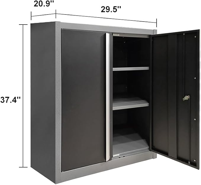 Garage Storage System with Rolling Tool Cart for Tool Organization, Free-Standing Tool Cabinet