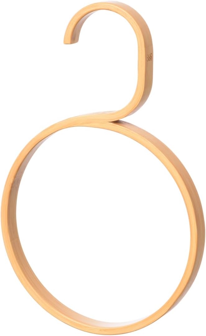 GUDEE CAKON Bamboo Circle Hanger Scarf Rack, Stylish and Durable Organizer for Scarves and Accessories (Natural)