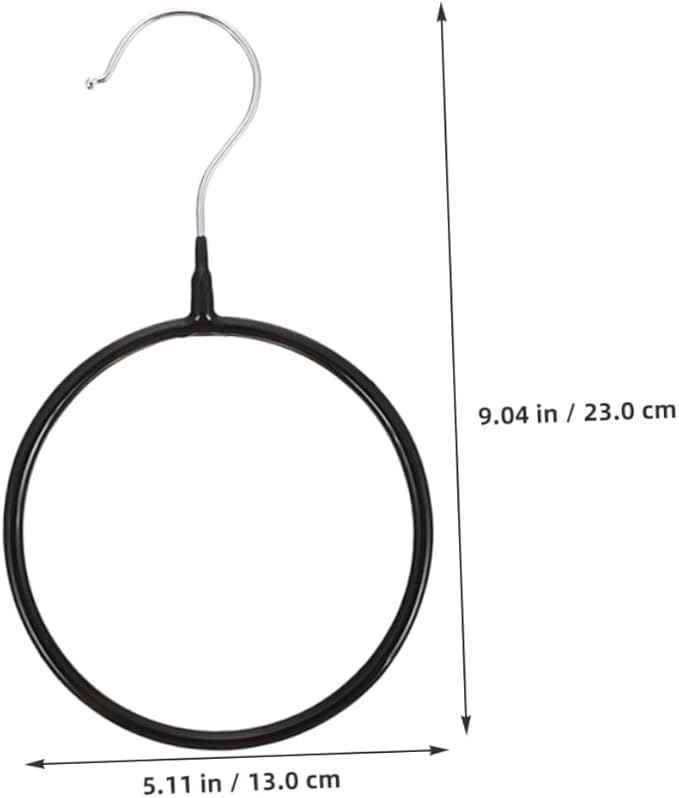 PRETYZOOM 10pcs Multi-Functional Scarf Hangers and Necktie Organizer Rack, Large Black Plastic-Coated Iron Scarf Rings for Closet Storage and Belt Holder, Space-Saving Accessory Organizer