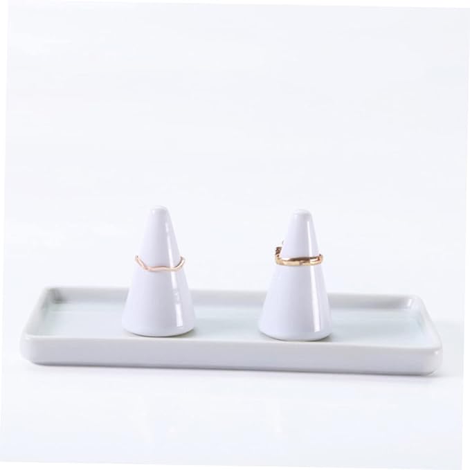 VANZACK 2pcs Ring Jewelry Organizer Holder Ceramic Ring Storage Cone Shaped Rack Jewelry Rack Necklace Stand