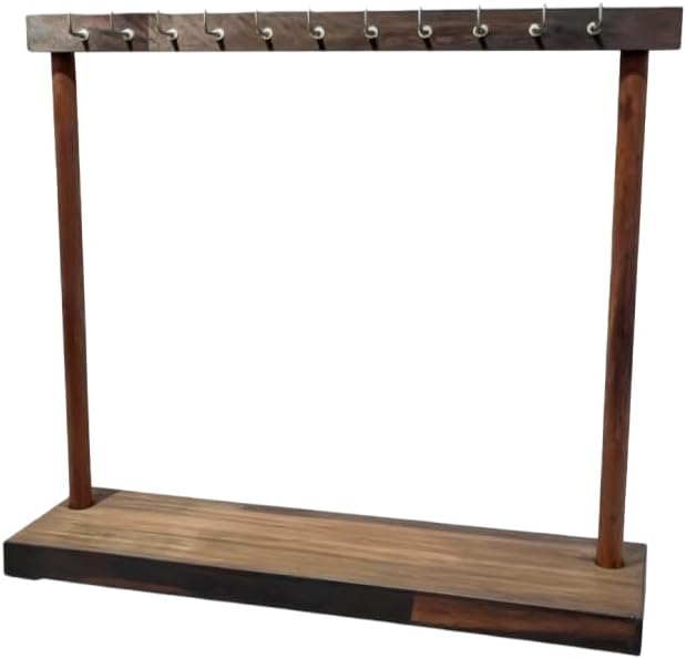 Wooden Jewelry Display Stand, Necklace Holder Organizer, 11.8 x 10 x 3 inches, Brown