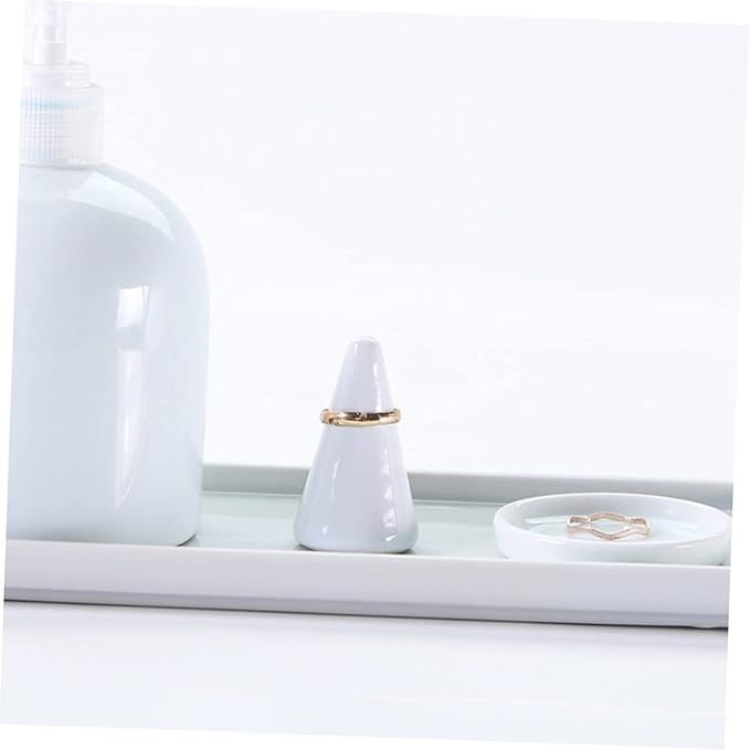 VANZACK 6pcs White Ceramic Cone Shaped Storage Holder Jewelry Organizer for and Accessories for Dressing Tables and Displaying Valuables