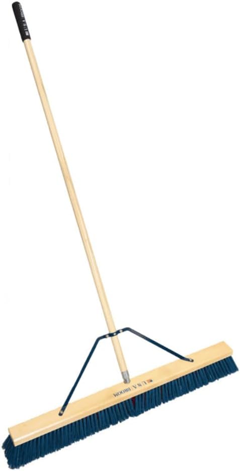 4-Pack - 24" Heavy Duty Outdoor Push Broom with 60" Handle. Ideal for Asphalt, Concrete & Heavy Debris. Durable American Made Steel Brackets-Stainless Steel Hardware. No Plastic. 100% USA Made