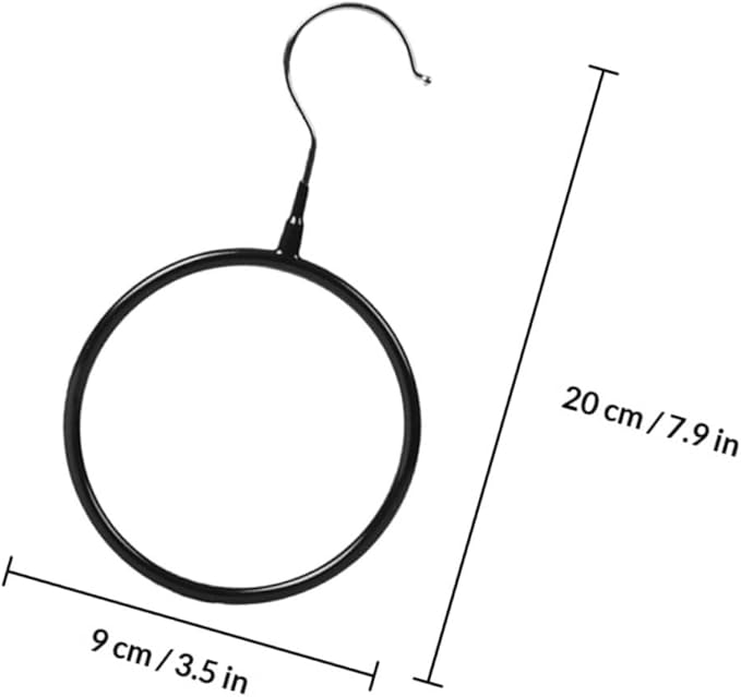 Zerodeko 8pcs Metal Scarf Organizer Rings Plastic Coating, Scarf and Belt Holder Hooks for Closet Space Saving, Black and White Small Size Accessory Organizers for Home Storage