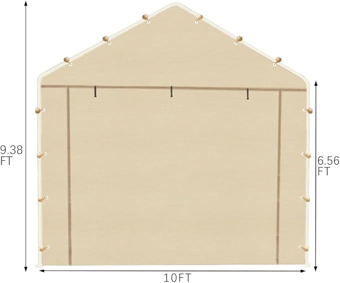 Rutile 10x20 Carport Replacement Sidewall, 180G PE Waterproof & UV Protected Sidewall Cover (Beige, Sidewall kit Panel Set of 4 w/o Mesh Windows)