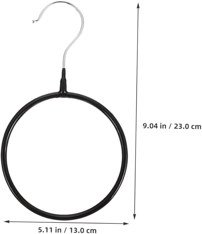 NUOBESTY 10pcs Heavy-Duty Black Scarf Hangers and Belt Organizer Rings, Iron Material with Plastic Coating, Space-Saving Closet Accessory Organizer for Scarves, Ties, and Belts