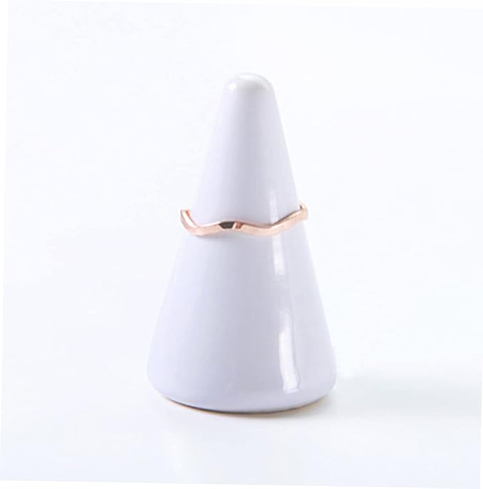 VANZACK 6pcs White Ceramic Cone Shaped Storage Holder Jewelry Organizer for and Accessories for Dressing Tables and Displaying Valuables