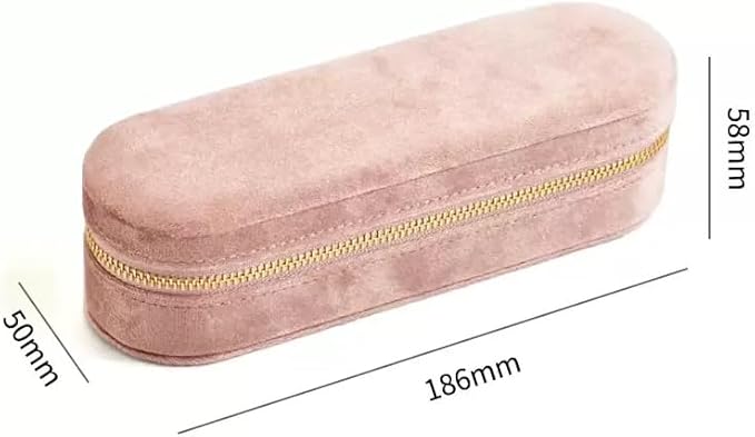 Velvet Ring Earrings Storage Box with 11 Slots, Ear Stud Holder, Zipper Closure Jewelry Organizer (Beige)