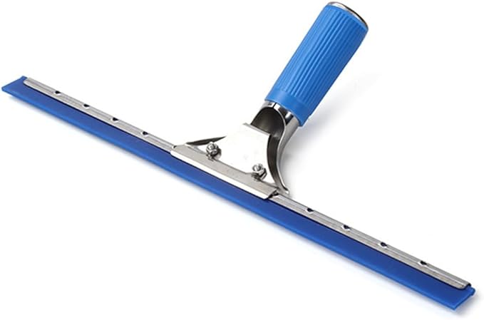 45cm 18in Window Squeegee with 105cm 42in Spare Silicone Rubber Blade (Blue, 18in/45cm+Blade)