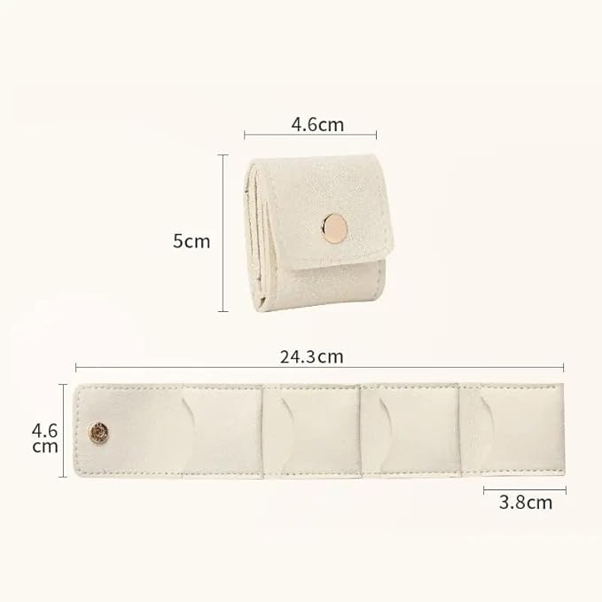 2Pcs Travel Jewelry Case, Mini Jewelry Travel Case Mini Travel Jewelry Portable Foldable, Travel Jewelry Roll Bag with Buckle For Earrings, Rings, Necklaces. (Beige)