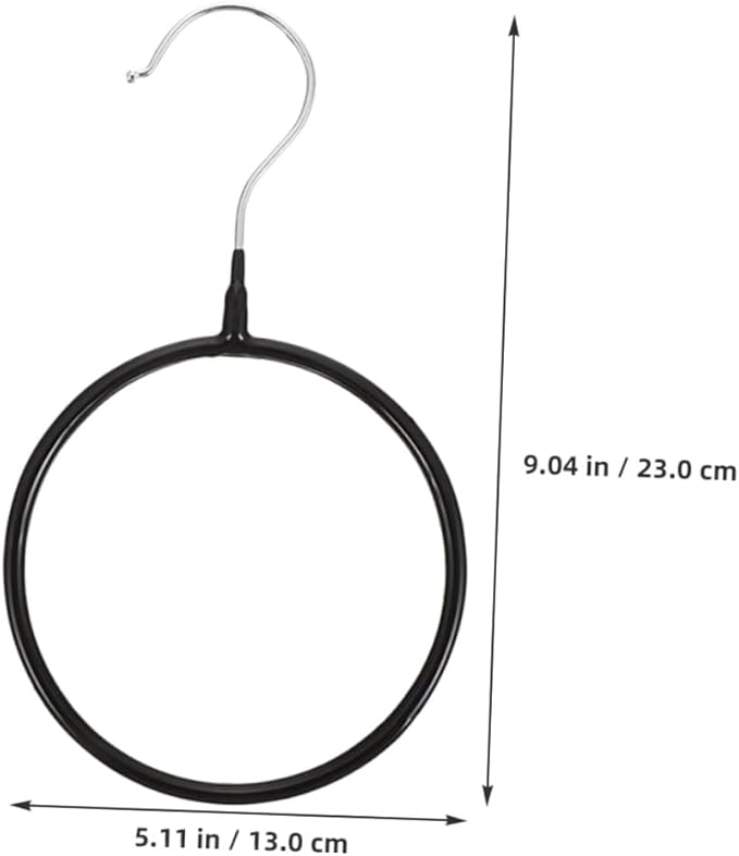 10pcs Large Black Plastic-Coated Iron Scarf Rings Scarf Rack Belt Hanger Organizer for Closet Storage and Wardrobe Accessory Organizer