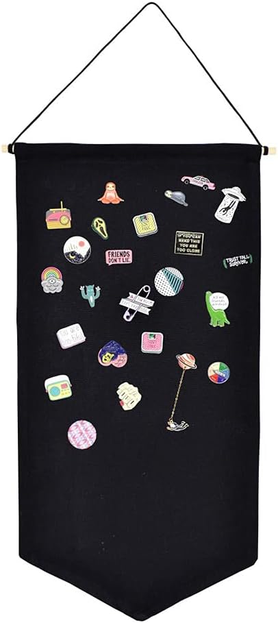 Hanging Brooch Pin Organizer, Pin Badge Hanging Holder Display Banner, Canvas Jewelry Storage Holder Wall Han-ging for Earrings Necklace