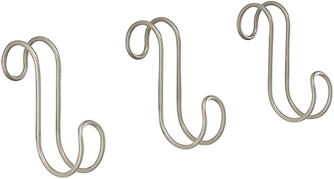 ClosetMaid S Hook Accessory Hanger, 3-Pack, Hangs on Closet Rod for Handbags, Belts, Jackets, Scarves, Jewelry, Nickel Finish