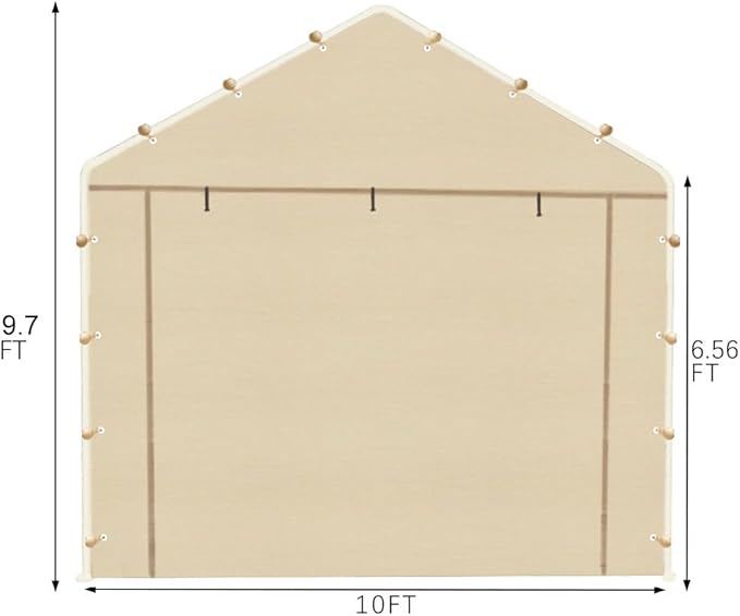 Rutile 10x20 Carport Replacement Sidewall, 180G PE Waterproof & UV Protected Sidewall Cover (Beige, Front/Back Panel)