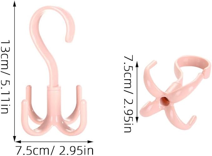 Multifunctional 360 Rotatable Hooks Wardrobe Storage Hangers for Ties Scarves Accessories Home Drying Rack Organizer 4-Pack 5.11X2.95X2.95In