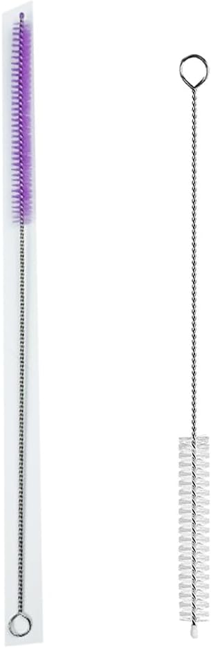 2 Pack Straw Cleaner Brush, Reusable Metal Handles Straw Cleaner Brush Extra Long for Stanley Mug 40, 30, 20 oz, 10mm Wide for Sippy Cup, Water Bottle and Tubes (Clear+Purple)