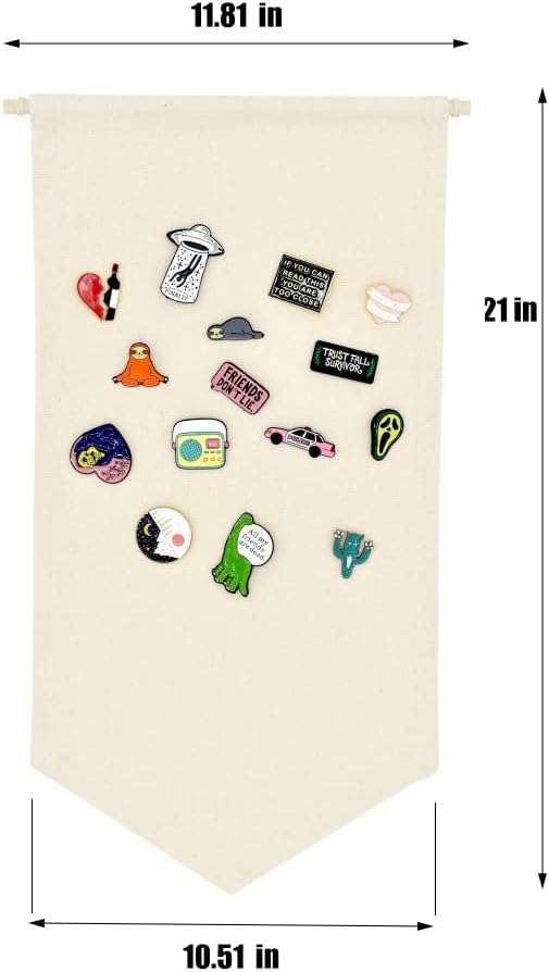Wall Hanging Brooch Jewelry Storage Case Canvas Display Stand Enamel Pin Display Banner Holder Earrings Necklace Glitter Pin Collection Organizer (Burlywood)