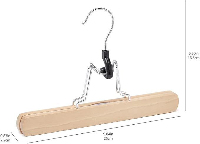 Amazon Basics Wooden Pants Hangers Closet Organizer,Natural,(Pack of 120)