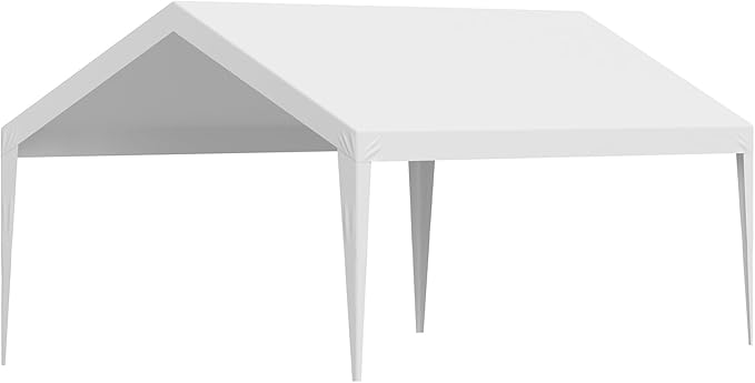 VEVOR Carport Replacement Canopy Cover, 12 x 20 ft Potable Garage Tent Top Tarp, UV-Resistant & Waterproof Car Shelter Tarp, Heavy Duty Car Port Cover with Ball Buggees, White, Frame Not Included