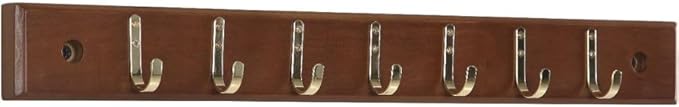 Walnut Wood Belt and Tie Hanger Non-Slip Hooks Space-Saving Closet Organizer for Ties Belts Scarves Accessories Durable Swivel Hook Wardrobe Storage Rack for Home Office Organization