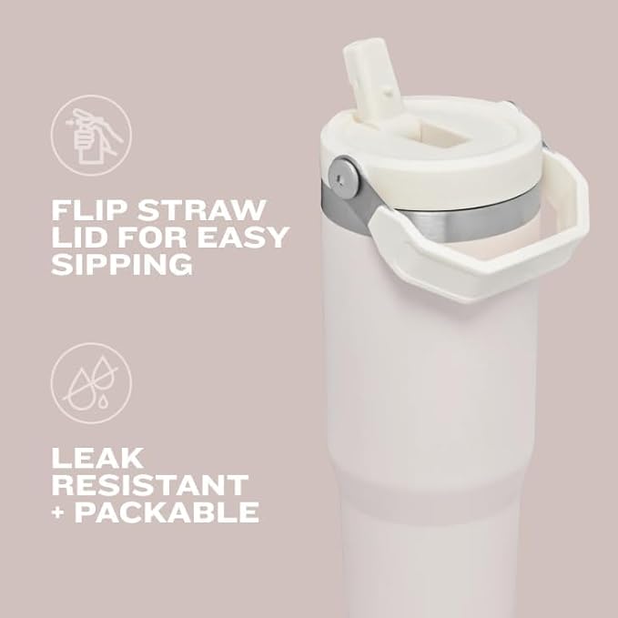 STANLEY IceFlow 2.0 Flip Straw Tumbler with Handle 30 oz | Twist On Lid and Flip Up Straw | Leak Resistant Water Bottle | Insulated Stainless Steel | BPA-Free | Exclusive Thyme