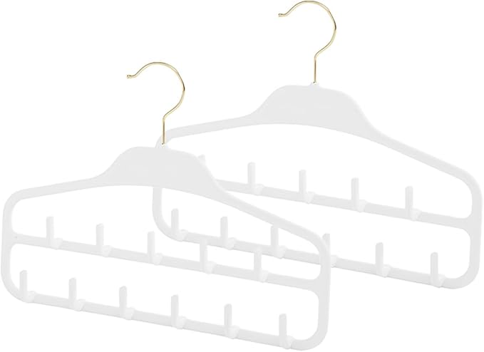 2pcs Belt and Tie Hanger Organizer 11 Hooks, Double-Layer Large Capacity Scarf and Belt Holder for Closet Storage, Light Gray Accessory Organizer for Home