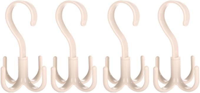 Multifunctional 360 Rotatable Hooks Wardrobe Storage Hangers for Ties Scarves Accessories Home Drying Rack Organizer 4-Pack 5.11X2.95X2.95In