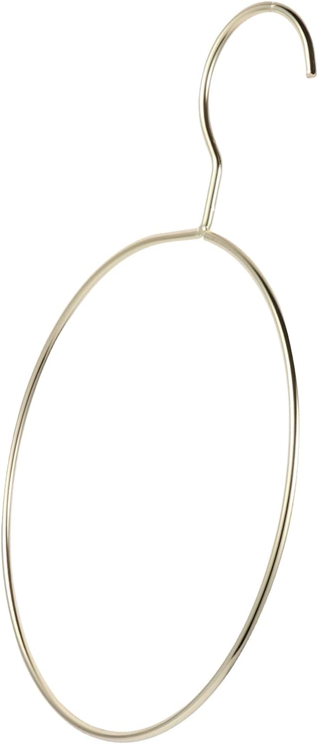 PRETYZOOM Stainless Steel Belt and Scarf Ring Hanger, Metal Wardrobe Organizer with Circle Tie Rack for Home Closet Storage, Gold Color Accessory Organizer for Scarves and Belts