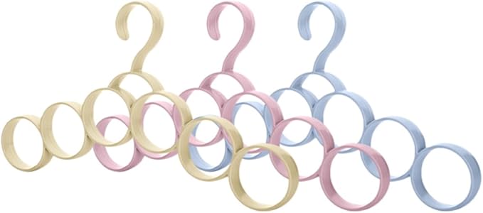BESPORTBLE 3pcs Multifunctional Clothes Hangers with 6 Rings for Scarves, Ties, and Belts, Household Wardrobe Accessory Organizer, Convenient Non-Slip Storage Solution for Closet Random Color
