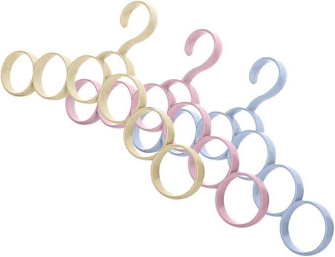 Luxshiny Multi-Function Wardrobe Coat Hanger and Tie Accessory Organizer, 6-Ring Closet Storage Rack for Scarves Belts, Household Convenient Clothes Hanger, 3pcs Set, Random Random Color