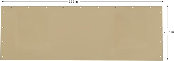 Rutile 10x20 Carport Replacement Sidewall, 180G PE Waterproof & UV Protected Sidewall Cover (Beige, Sidewall Panel w/o Mesh Windows)